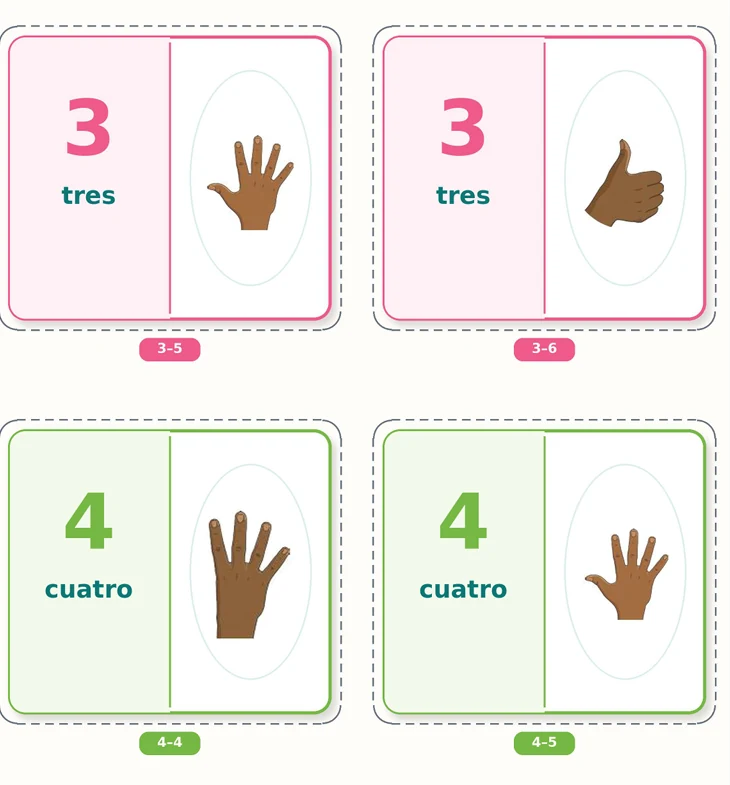 Dominó de Numerales en LSC — más fichas