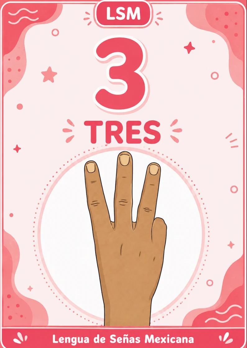 Numeral 3 — Tres en LSC