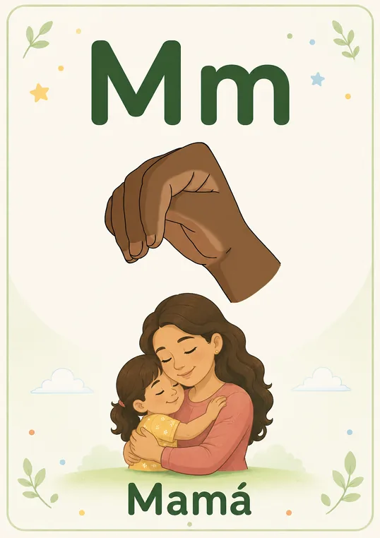 Alfabeto de pared en LSC — M — Mamá
