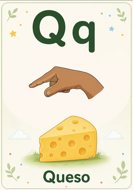 Alfabeto de pared en LSC — Q — Queso